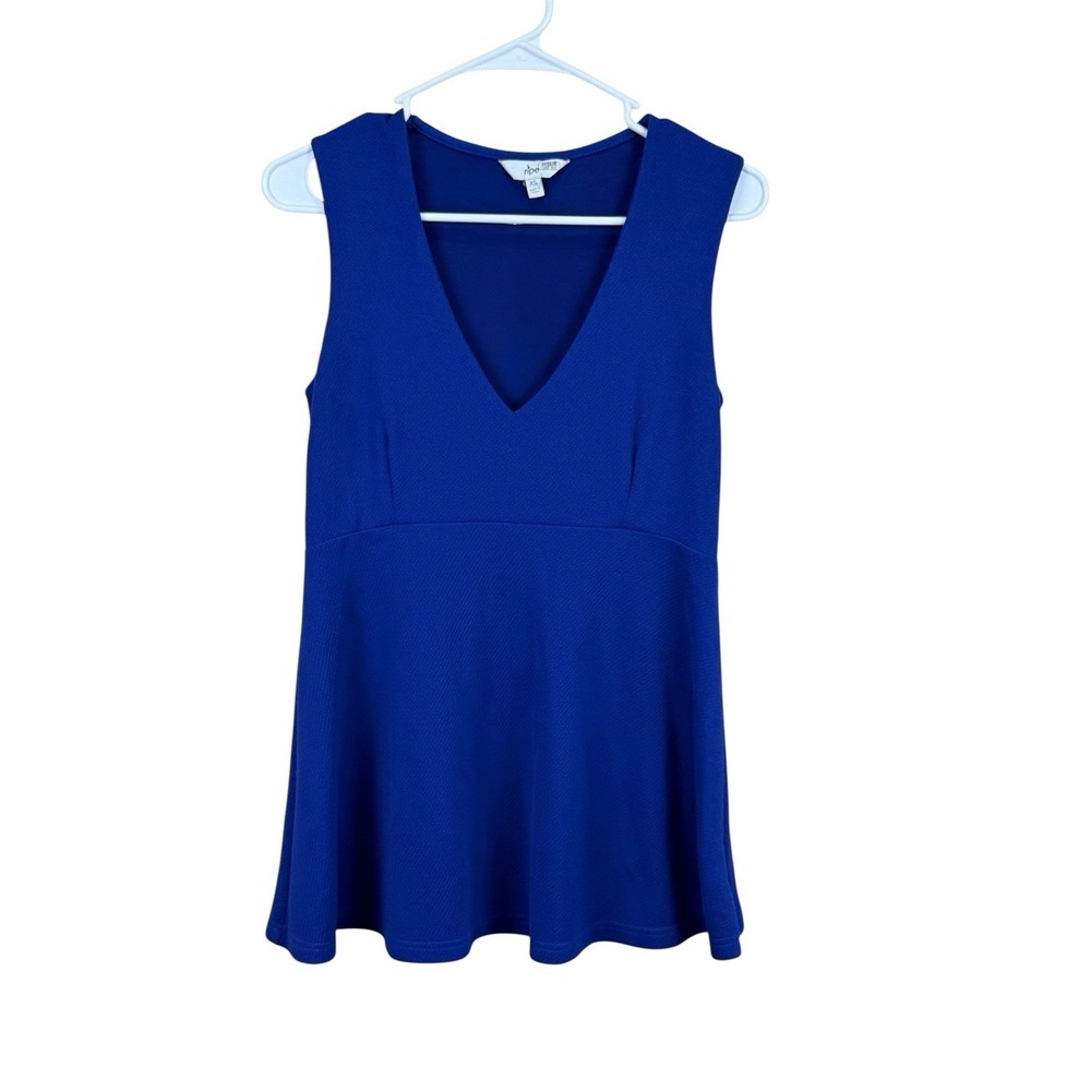 Ripe Peplum‎ Maternity Top Blue Sleeveless Pullover V Neck Blouse Womens Size XS